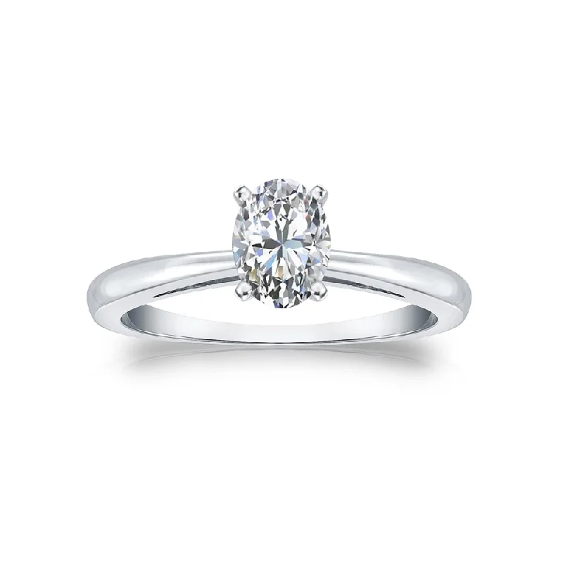 Cushion - Shaped Engagement Rings with Bead - Set DiamondsAuriya 14k Gold 1/2ctw Oval-cut Solitaire Diamond Engagement Ring (G-H, VS1-VS2)