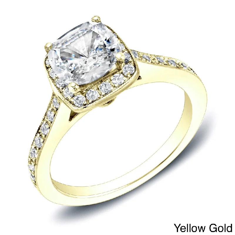 Engagement Rings with a Triple - Row Diamond BandAuriya 14k Gold 2ctw Cushion-cut Halo Diamond Engagement Ring Certified