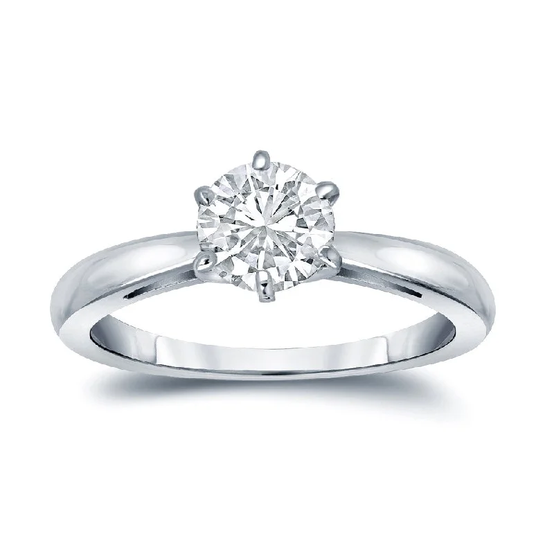 Platinum Engagement Rings with Milgrain EdgesAuriya 14k Gold 3ctw Round Solitaire Diamond Ring 6-Prong GIA Certified