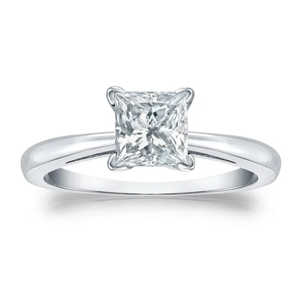 Emerald - Cut Engagement Rings with Trapezoid Side StonesAuriya 14k Gold GIA Certified 0.75-Carat TW Princess-Cut Solitaire Diamond Engagement Ring