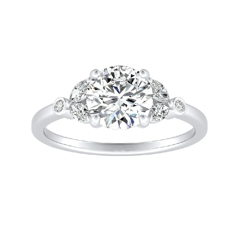 Moissanite Engagement Rings with a Sparkling Center StoneAuriya 14k Gold Vintage Fleur Round Diamond Engagement Ring 5/8ctw (G-H, VS1-VS2)