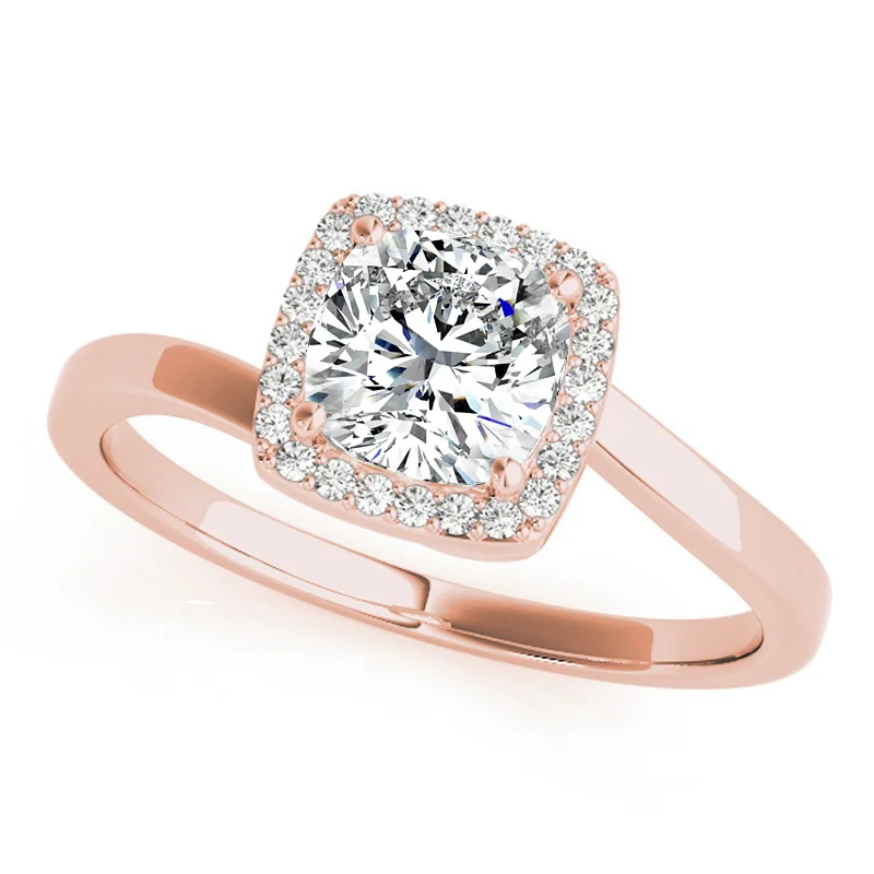 Cushion - Shaped Engagement Rings with Bead - Set DiamondsAuriya 14k Rose Gold Lab Grown Cushion Diamond Halo Engagement Ring 0.50 to 5.00 ct. tw. (F-G VS)