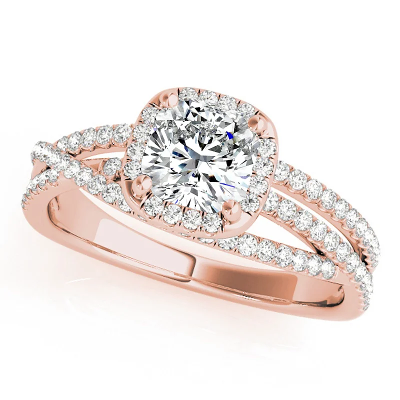 Moissanite Engagement Rings with a Sparkling Center StoneAuriya 14k Rose Gold Lab Grown Cushion Diamond Halo Engagement Ring 0.50 to 5.00 ct. tw. (F-G VS)