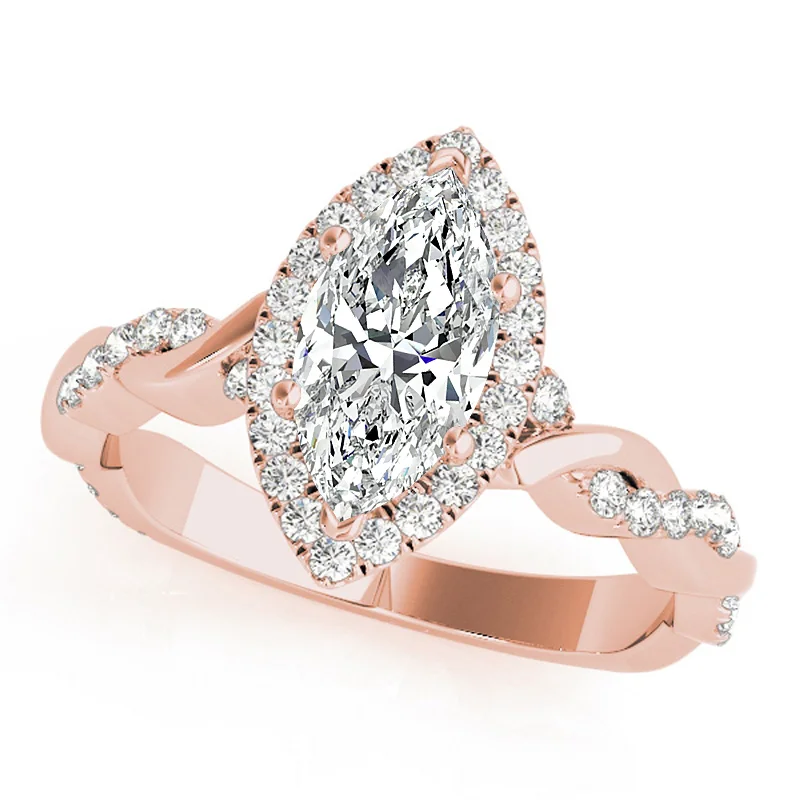 Engagement Rings with a Triple - Row Diamond BandAuriya 14k Rose Gold Lab Grown Marquise Diamond Halo Engagement Ring 0.50 to 5.00 ct. tw. (F-G VS)