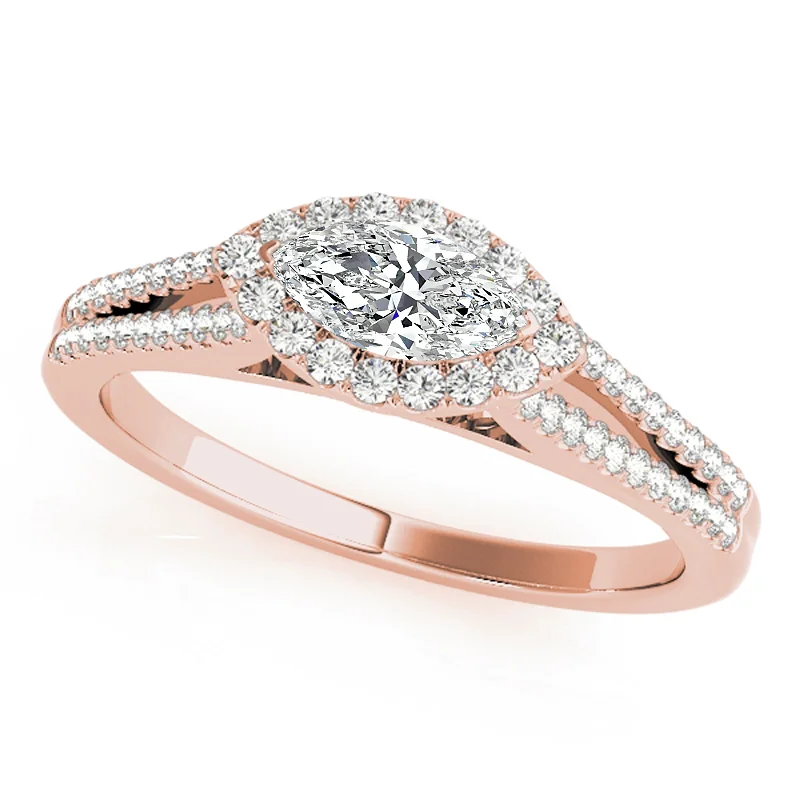 Rose - Cut Diamond Engagement Rings with a Rustic CharmAuriya 14k Rose Gold Lab Grown Marquise Diamond Halo Engagement Ring 0.50 to 5.00 ct. tw. (F-G VS)