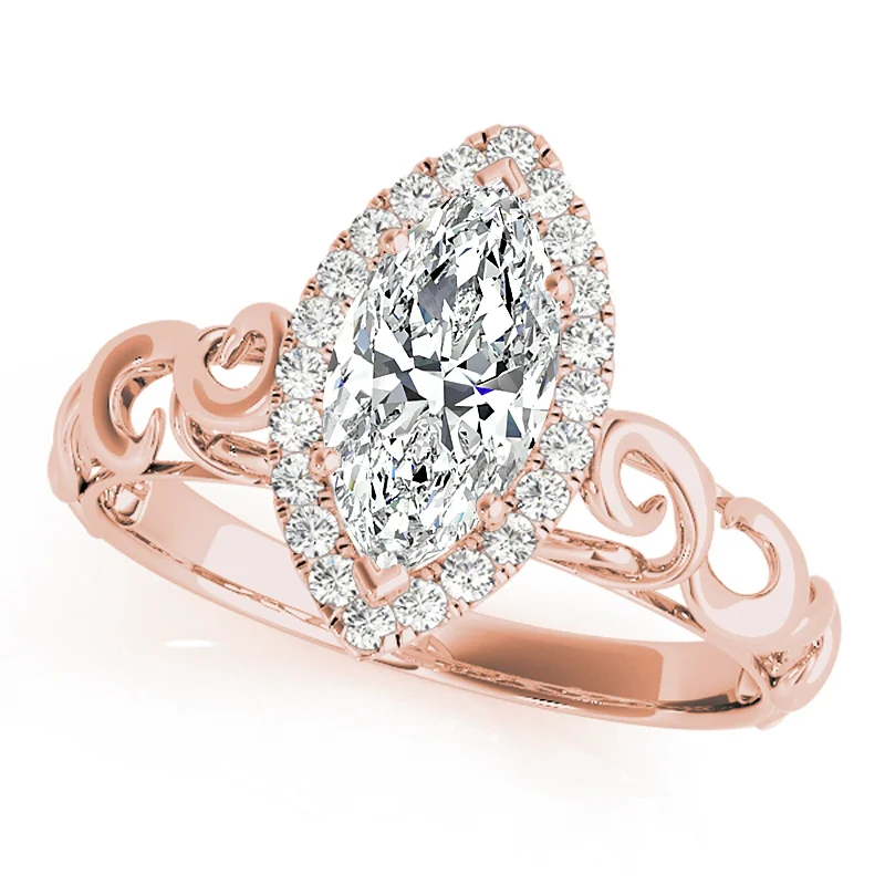 Emerald - Cut Engagement Rings with Trapezoid Side StonesAuriya 14k Rose Gold Lab Grown Marquise Diamond Halo Engagement Ring 0.50 to 5.00 ct. tw. (F-G VS)