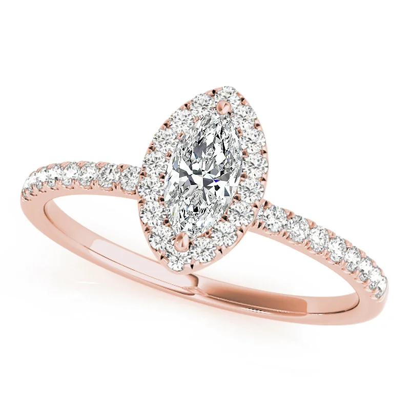 Rose - Cut Diamond Engagement Rings with a Rustic CharmAuriya 14k Rose Gold Lab Grown Marquise Diamond Halo Engagement Ring 0.50 to 5.00 ct. tw. (F-G VS)