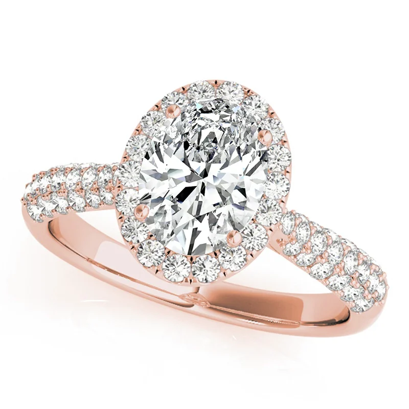 Two - Tone Engagement Rings in Rose and White GoldAuriya 14k Rose Gold Lab Grown Oval Diamond Halo Engagement Ring 0.50 to 5.00 ct. tw. (F-G VS)