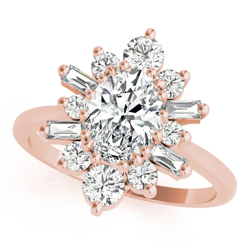 Rose - Cut Diamond Engagement Rings with a Rustic CharmAuriya 14k Rose Gold Lab Grown Oval Diamond Halo Engagement Ring 0.50 to 5.00 ct. tw. (F-G VS)