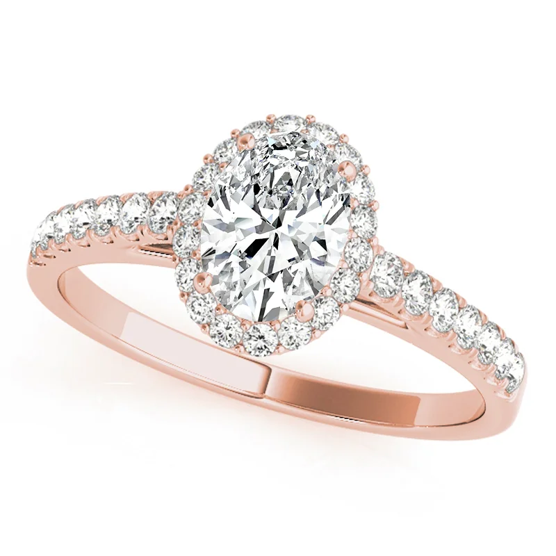 Rose - Cut Diamond Engagement Rings with a Rustic CharmAuriya 14k Rose Gold Lab Grown Oval Diamond Halo Engagement Ring 0.50 to 5.00 ct. tw. (F-G VS)