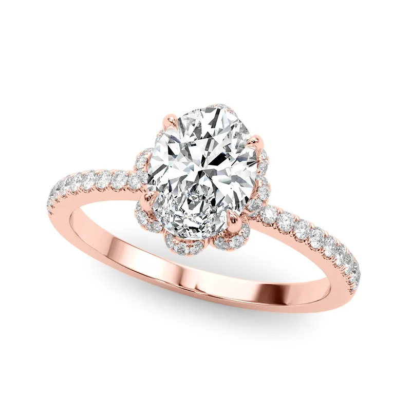 Custom - Engraved Engagement Rings with a Special MessageAuriya 14k Rose Gold Lab Grown Oval Diamond Halo Engagement Ring 0.50 to 5.00 ct. tw. (F-G VS)