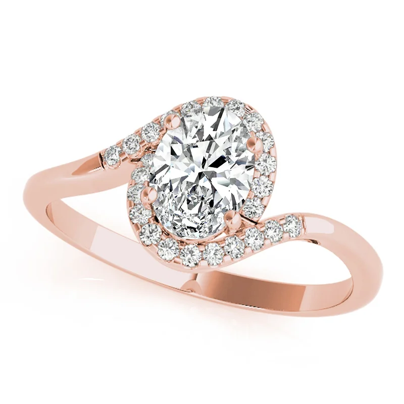 Vintage - Style Engagement Rings with Intricate ScrollworkAuriya 14k Rose Gold Lab Grown Oval Diamond Halo Engagement Ring 0.50 to 5.00 ct. tw. (F-G VS)