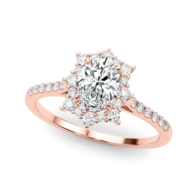 Pear - Shaped Engagement Rings with Twisted Shank DesignsAuriya 14k Rose Gold Lab Grown Oval Diamond Halo Engagement Ring 0.50 to 5.00 ct. tw. (F-G VS)