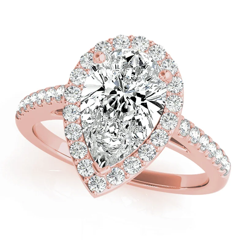 Vintage - Style Engagement Rings with Intricate ScrollworkAuriya 14k Rose Gold Lab Grown Pear Diamond Halo Engagement Ring 0.50 to 5.00 ct. tw. (F-G VS)