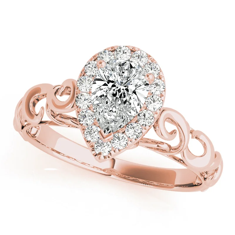 Pear - Shaped Engagement Rings with Twisted Shank DesignsAuriya 14k Rose Gold Lab Grown Pear Diamond Halo Engagement Ring 0.50 to 5.00 ct. tw. (F-G VS)