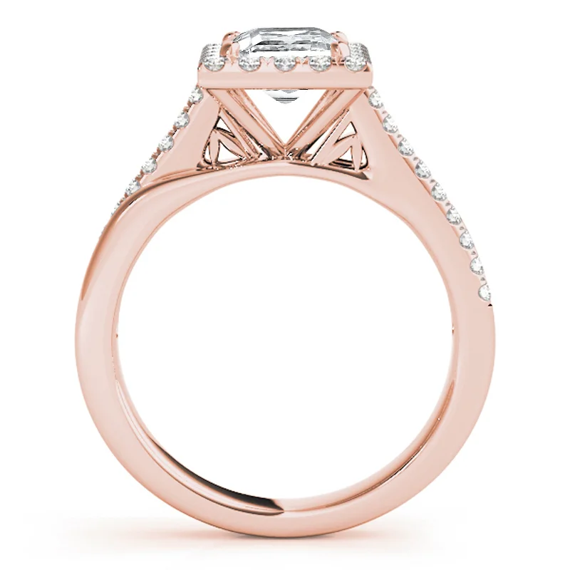 Engagement Rings with a Floral - Inspired Prong SettingAuriya 14k Rose Gold Lab Grown Princess Diamond Halo Engagement Ring 0.50 to 5.00 ct. tw. (F-G VS)