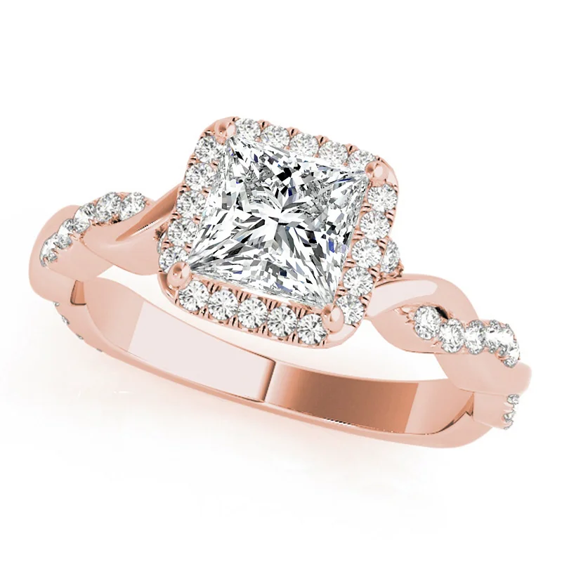 Two - Tone Engagement Rings in Rose and White GoldAuriya 14k Rose Gold Lab Grown Princess Diamond Halo Engagement Ring 0.50 to 5.00 ct. tw. (F-G VS)