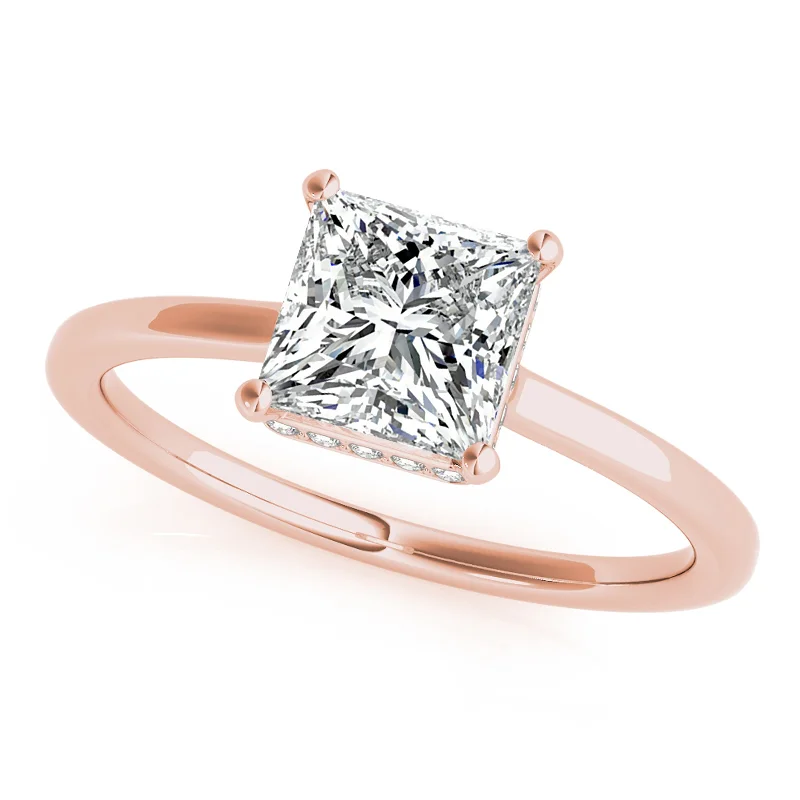 Emerald - Cut Engagement Rings with Trapezoid Side StonesAuriya 14k Rose Gold Lab Grown Princess Diamond Halo Engagement Ring 0.50 to 5.00 ct. tw. (F-G VS)