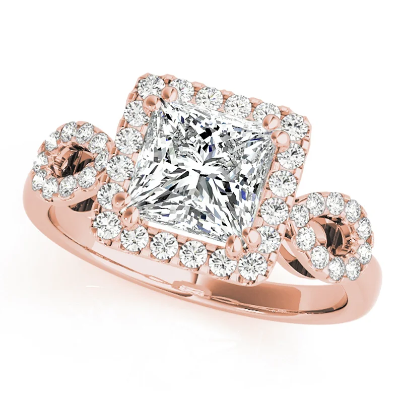 Engagement Rings with a Pavé - Set Infinity SymbolAuriya 14k Rose Gold Lab Grown Princess Diamond Halo Engagement Ring 0.50 to 5.00 ct. tw. (F-G VS)