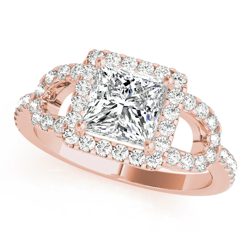 Engagement Rings with a Cathedral - Style Basket SettingAuriya 14k Rose Gold Lab Grown Princess Diamond Halo Engagement Ring 0.50 to 5.00 ct. tw. (F-G VS)