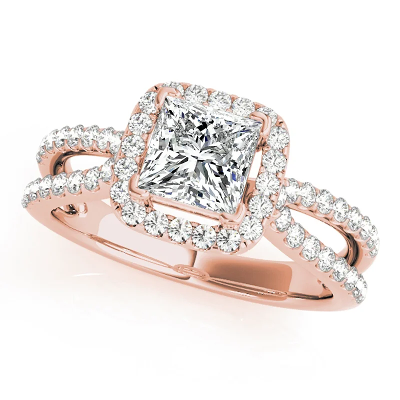 Platinum Engagement Rings with Milgrain EdgesAuriya 14k Rose Gold Lab Grown Princess Diamond Halo Engagement Ring 0.50 to 5.00 ct. tw. (F-G VS)