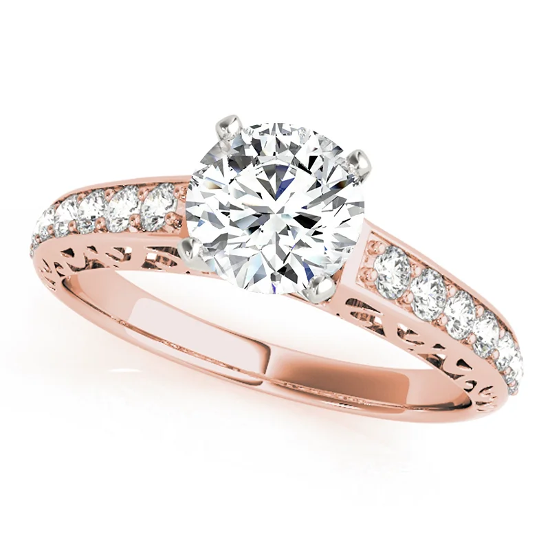 Engagement Rings with a Hidden Halo and Pavé - Set BandAuriya 14k Rose Gold Lab Grown Round Diamond Engagement Ring 0.50 to 5.00 ct. tw. (F-G VS)