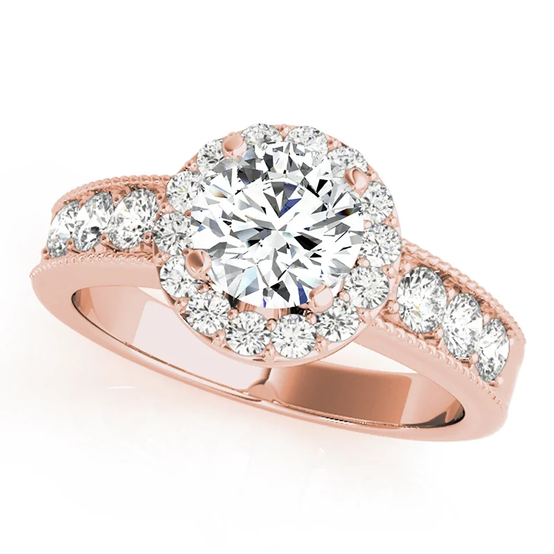 Moissanite Engagement Rings with a Sparkling Center StoneAuriya 14k Rose Gold Lab Grown Round Diamond Halo Engagement Ring 0.50 to 5.00 ct. tw. (F-G VS)