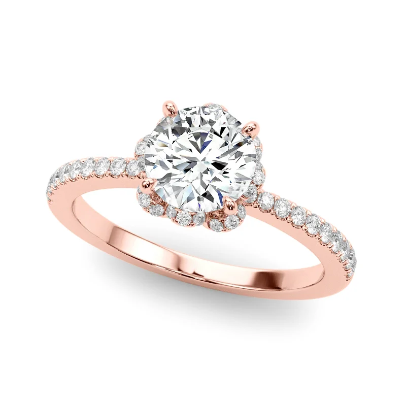 Two - Tone Engagement Rings in Rose and White GoldAuriya 14k Rose Gold Lab Grown Round Diamond Halo Engagement Ring 0.50 to 5.00 ct. tw. (F-G VS)