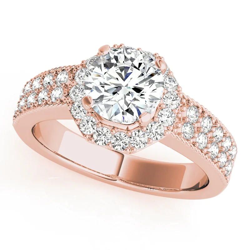 Vintage - Style Engagement Rings with Intricate ScrollworkAuriya 14k Rose Gold Lab Grown Round Diamond Halo Engagement Ring 0.50 to 5.00 ct. tw. (F-G VS)