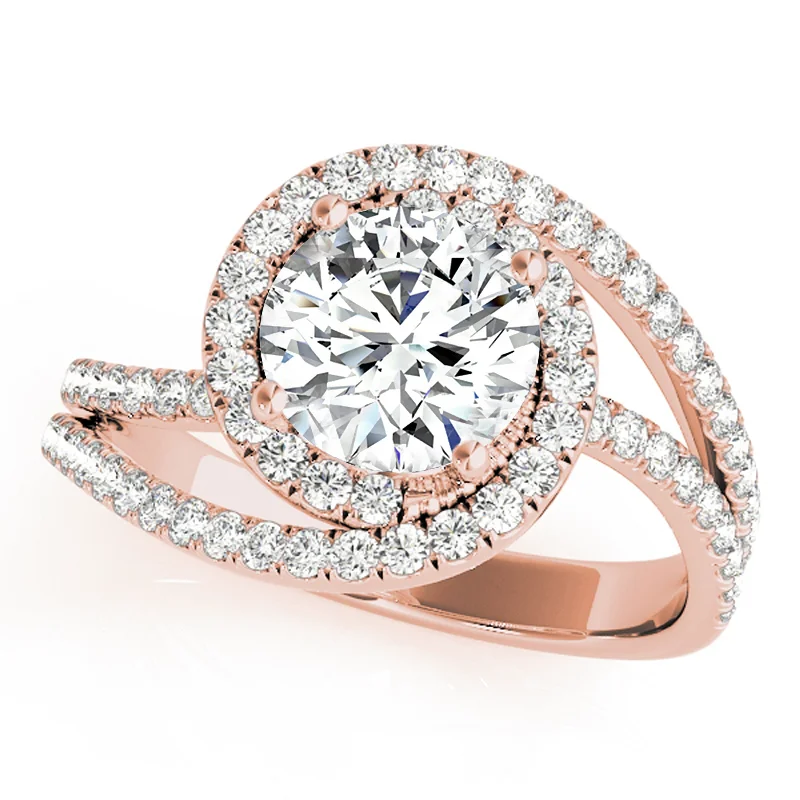 Engagement Rings with a Hidden Halo and Pavé - Set BandAuriya 14k Rose Gold Lab Grown Round Diamond Halo Engagement Ring 0.50 to 5.00 ct. tw. (F-G VS)