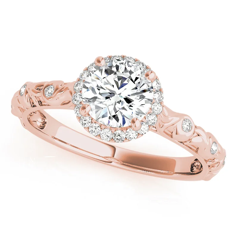 Two - Tone Engagement Rings in Rose and White GoldAuriya 14k Rose Gold Lab Grown Round Diamond Halo Engagement Ring 0.50 to 5.00 ct. tw. (F-G VS)