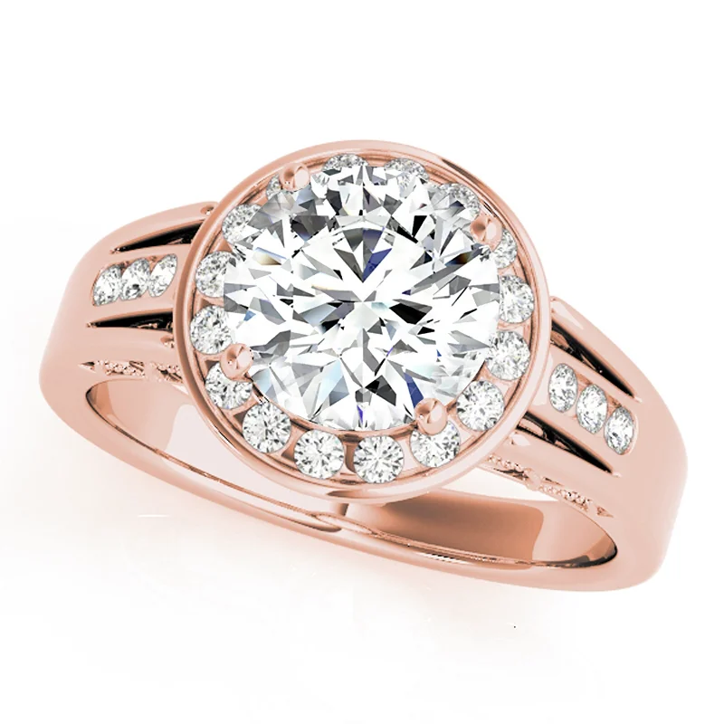 Engagement Rings with a Cathedral - Style Basket SettingAuriya 14k Rose Gold Lab Grown Round Diamond Halo Engagement Ring 0.50 to 5.00 ct. tw. (F-G VS)