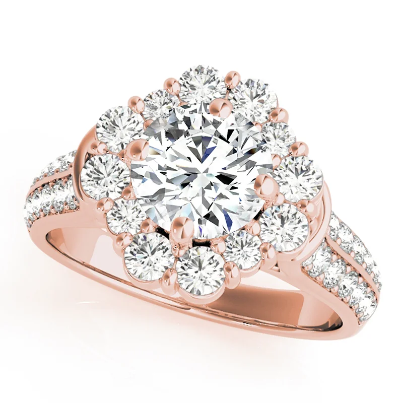 Pear - Shaped Engagement Rings with Twisted Shank DesignsAuriya 14k Rose Gold Lab Grown Round Diamond Halo Engagement Ring 0.50 to 5.00 ct. tw. (F-G VS)