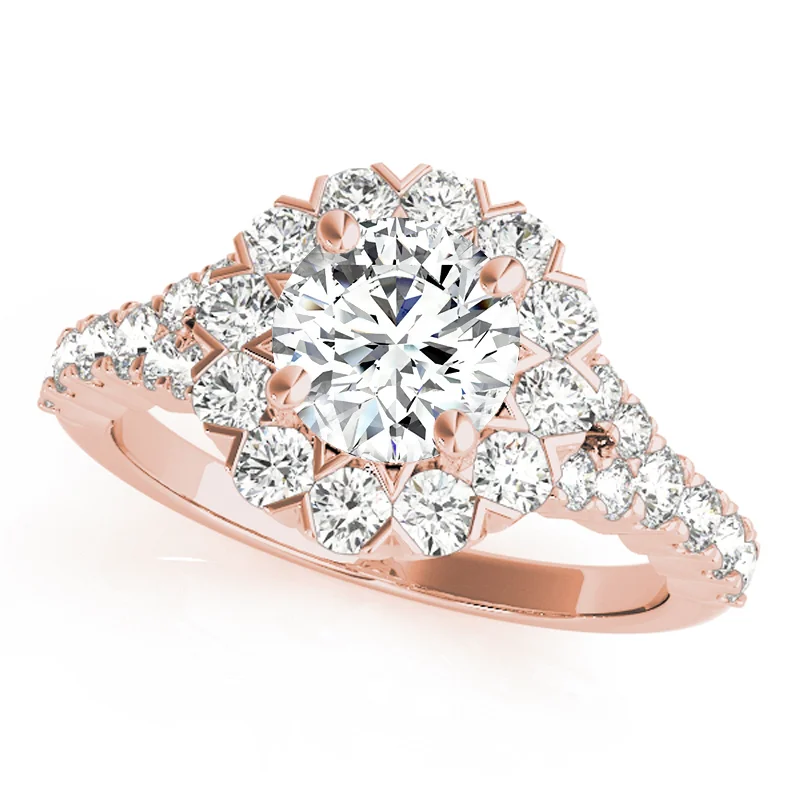 Rose - Cut Diamond Engagement Rings with a Rustic CharmAuriya 14k Rose Gold Lab Grown Round Diamond Halo Engagement Ring 0.50 to 5.00 ct. tw. (F-G VS)