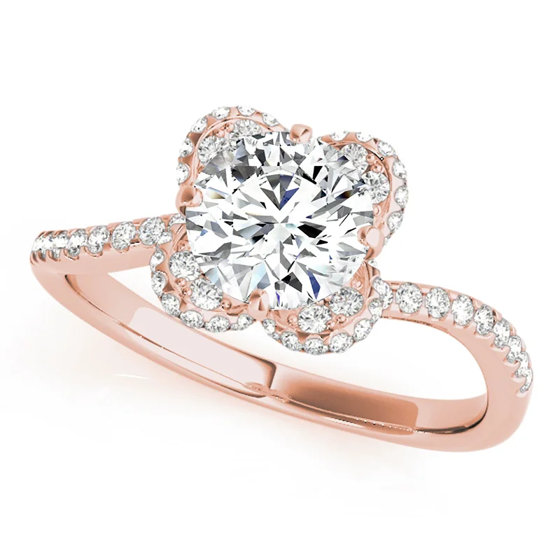 Pear - Shaped Engagement Rings with Twisted Shank DesignsAuriya 14k Rose Gold Lab Grown Round Diamond Halo Engagement Ring 0.50 to 5.00 ct. tw. (F-G VS)