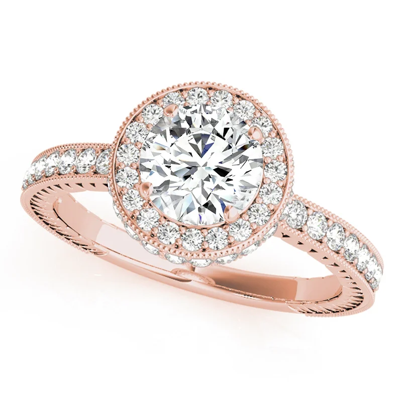 Moissanite Engagement Rings with a Sparkling Center StoneAuriya 14k Rose Gold Lab Grown Round Diamond Halo Engagement Ring 0.50 to 5.00 ct. tw. (F-G VS)