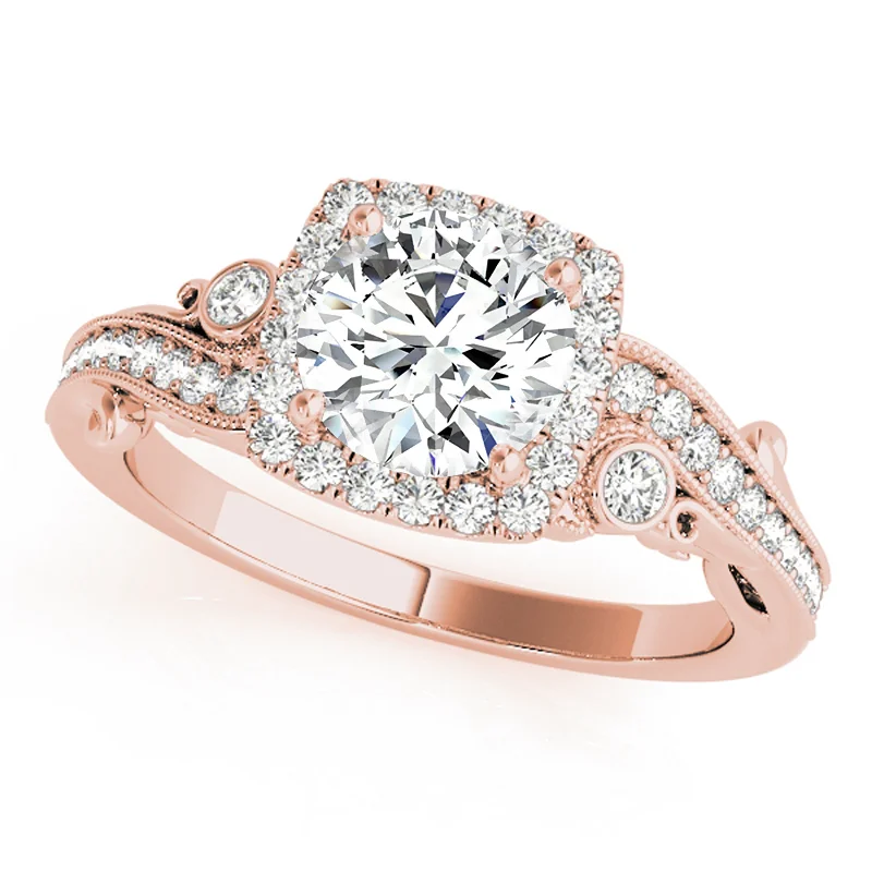 Engagement Rings with a Cathedral - Style Basket SettingAuriya 14k Rose Gold Lab Grown Round Diamond Halo Engagement Ring 0.50 to 5.00 ct. tw. (F-G VS)