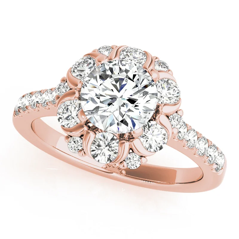 Emerald - Cut Engagement Rings with Trapezoid Side StonesAuriya 14k Rose Gold Lab Grown Round Diamond Halo Engagement Ring 0.50 to 5.00 ct. tw. (F-G VS)