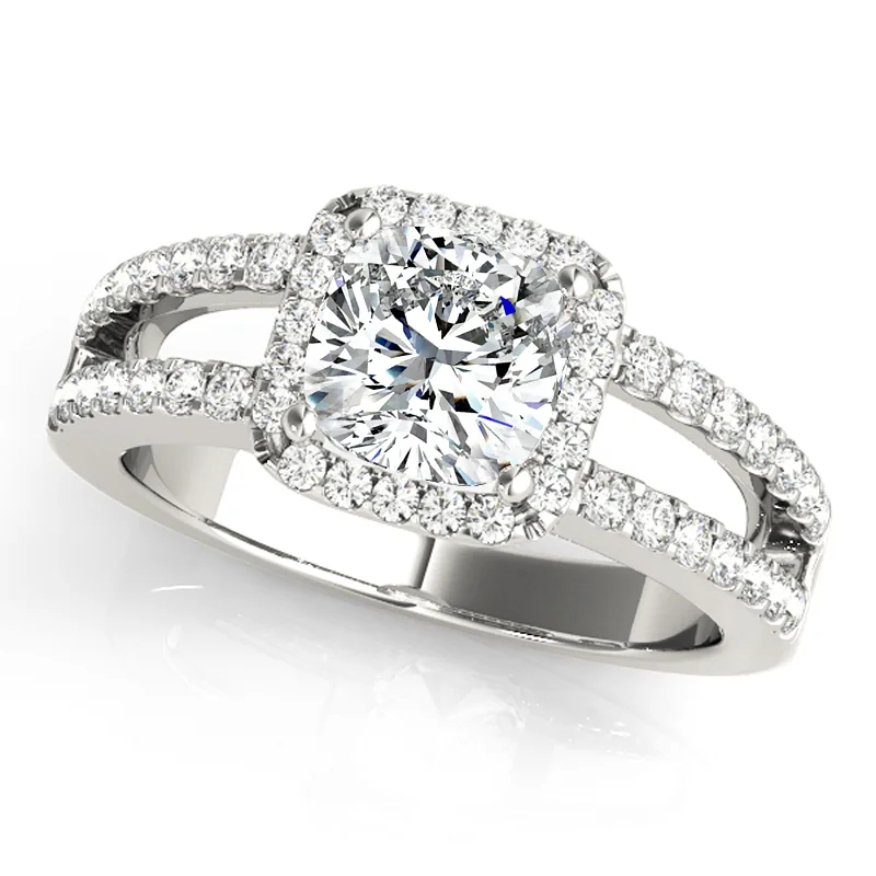 Engagement Rings with a Hidden Halo and Pavé - Set BandAuriya 14k White Gold Lab Grown Cushion Diamond Halo Engagement Ring 0.50 to 5.00 ct. tw. (F-G VS)