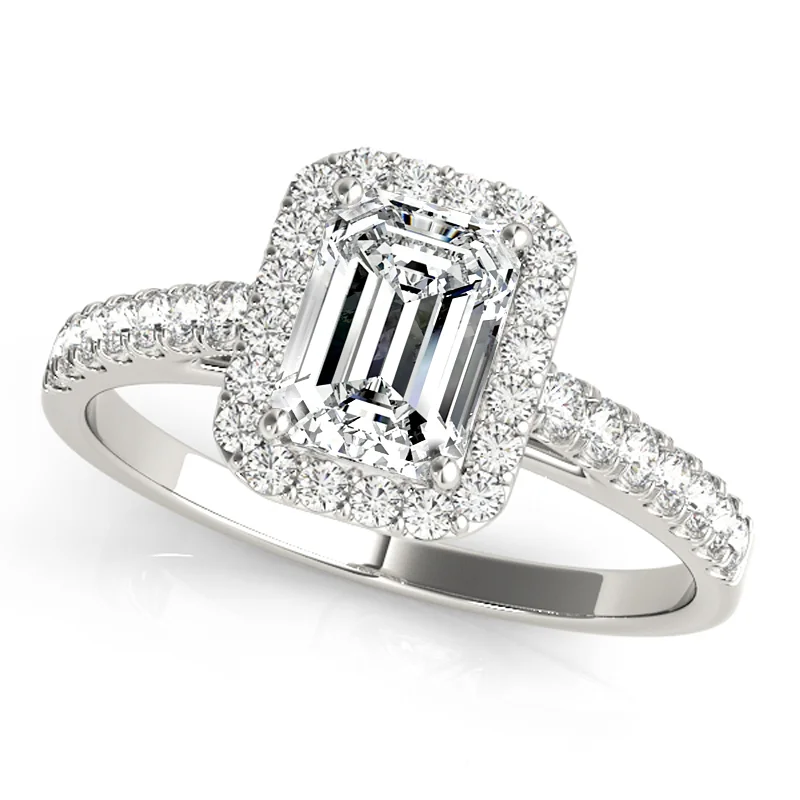 Emerald - Cut Engagement Rings with Trapezoid Side StonesAuriya 14k White Gold Lab Grown Emerald Diamond Halo Engagement Ring 0.50 to 5.00 ct. tw. (F-G VS)