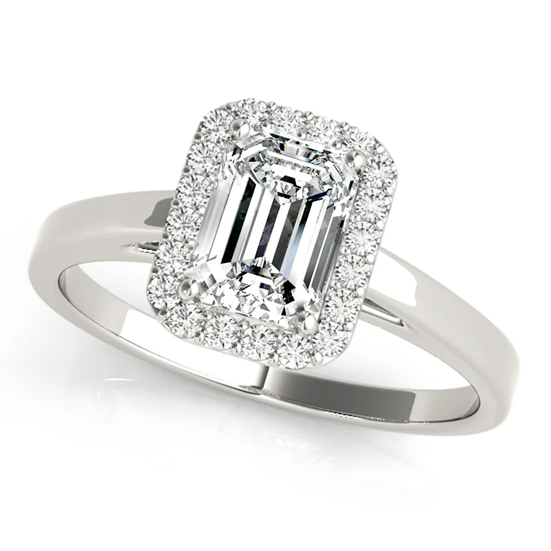 Emerald - Cut Engagement Rings with Trapezoid Side StonesAuriya 14k White Gold Lab Grown Emerald Diamond Halo Engagement Ring 0.50 to 5.00 ct. tw. (F-G VS)