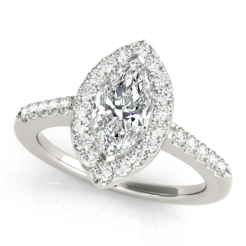 Moissanite Engagement Rings with a Sparkling Center StoneAuriya 14k White Gold Lab Grown Marquise Diamond Halo Engagement Ring 0.50 to 5.00 ct. tw. (F-G VS)