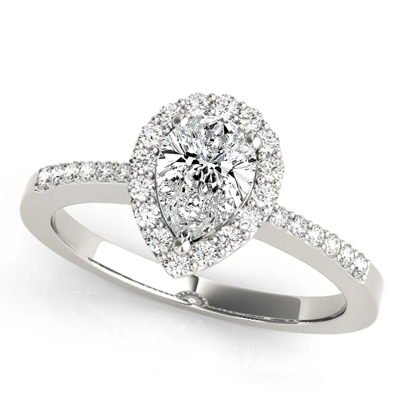 Engagement Rings with a Triple - Row Diamond BandAuriya 14k White Gold Lab Grown Pear Diamond Halo Engagement Ring 0.50 to 5.00 ct. tw. (F-G VS)