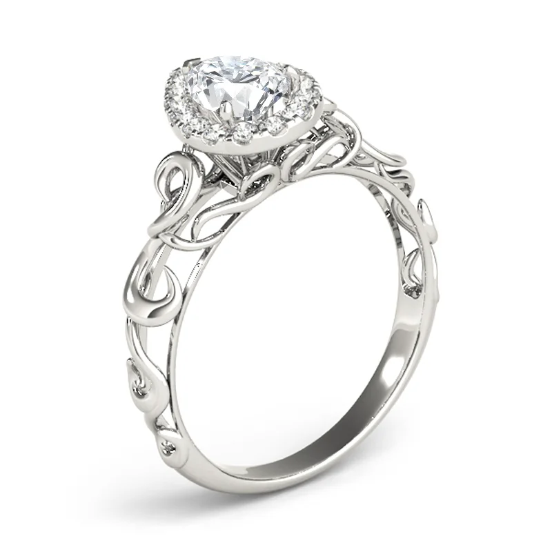 Engagement Rings with a Cathedral - Style Basket SettingAuriya 14k White Gold Lab Grown Pear Diamond Halo Engagement Ring 0.50 to 5.00 ct. tw. (F-G VS)