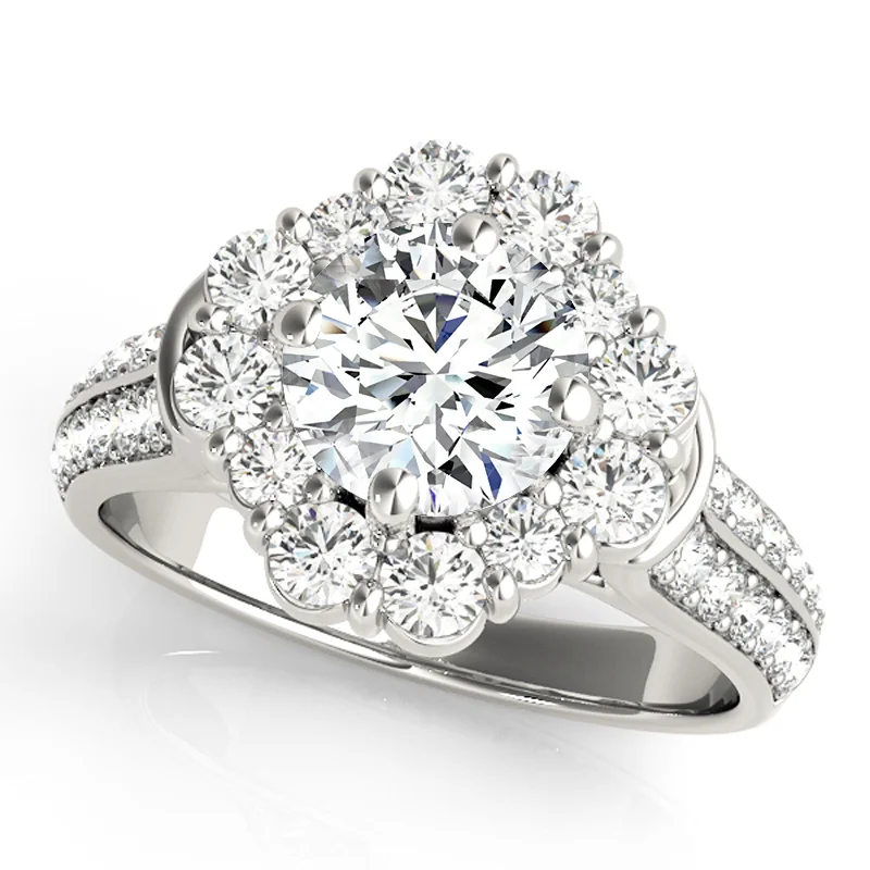 Engagement Rings with a Triple - Row Diamond BandAuriya 14k White Gold Lab Grown Round Diamond Halo Engagement Ring 0.50 to 5.00 ct. tw. (F-G VS)