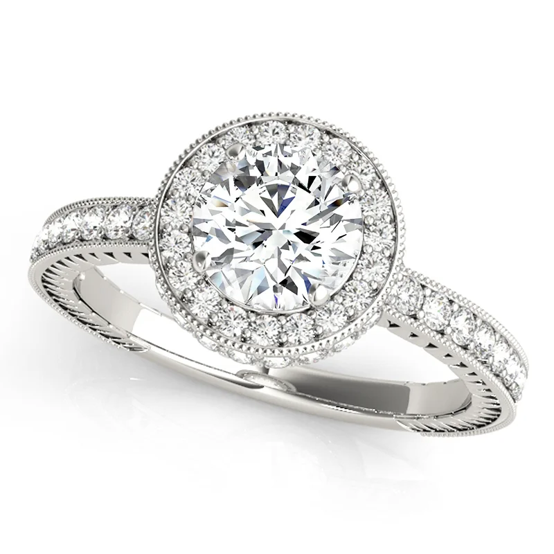 Art Nouveau - Inspired Engagement Rings with Organic MotifsAuriya 14k White Gold Lab Grown Round Diamond Halo Engagement Ring 0.50 to 5.00 ct. tw. (F-G VS)