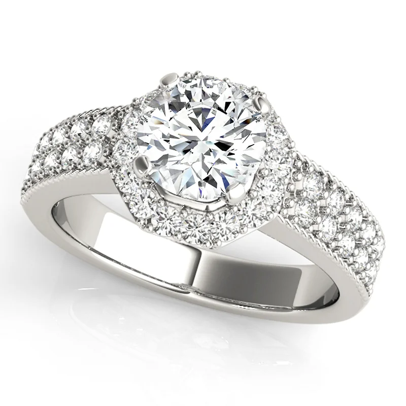 Vintage - Style Engagement Rings with Intricate ScrollworkAuriya 14k White Gold Lab Grown Round Diamond Halo Engagement Ring 0.50 to 5.00 ct. tw. (F-G VS)