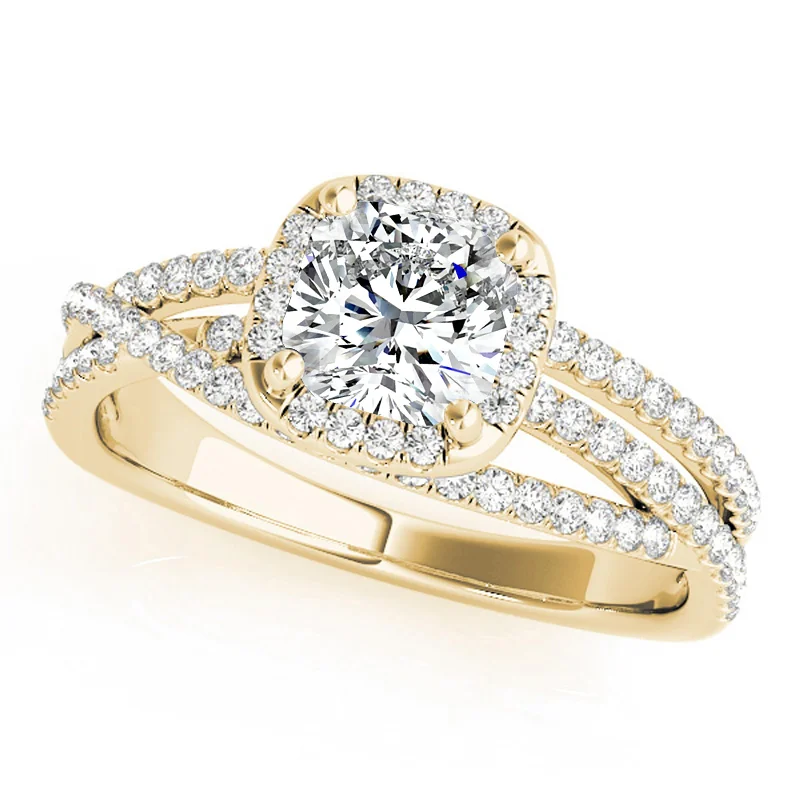 Engagement Rings with a Cathedral - Style Basket SettingAuriya 14k Yellow Gold Lab Grown Cushion Diamond Halo Engagement Ring 0.50 to 5.00 ct. tw. (F-G VS)