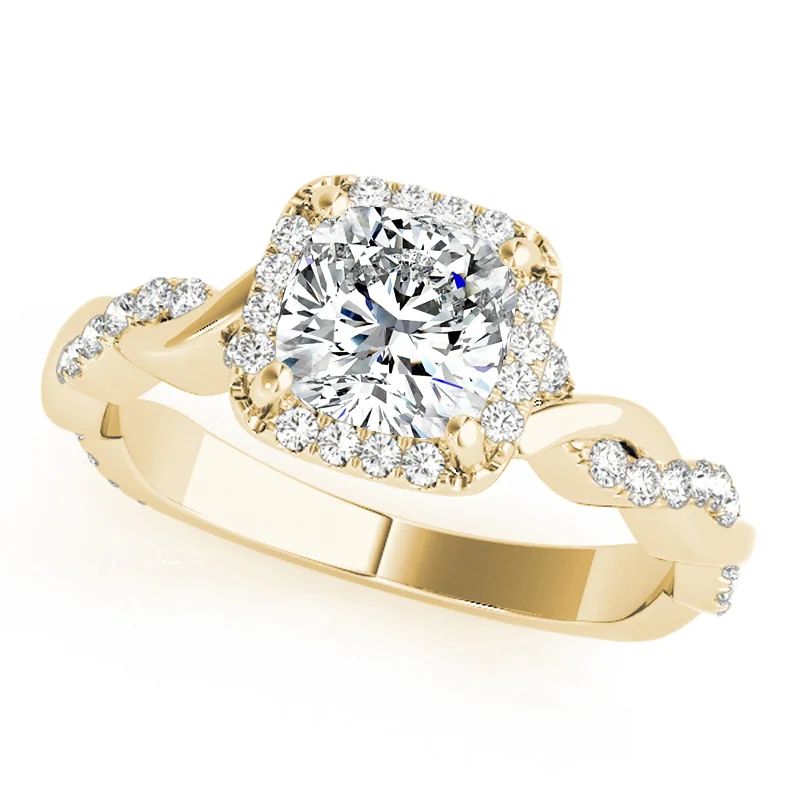 Two - Tone Engagement Rings in Rose and White GoldAuriya 14k Yellow Gold Lab Grown Cushion Diamond Halo Engagement Ring 0.50 to 5.00 ct. tw. (F-G VS)