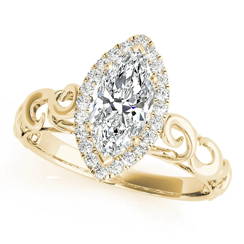 Moissanite Engagement Rings with a Sparkling Center StoneAuriya 14k Yellow Gold Lab Grown Marquise Diamond Halo Engagement Ring 0.50 to 5.00 ct. tw. (F-G VS)